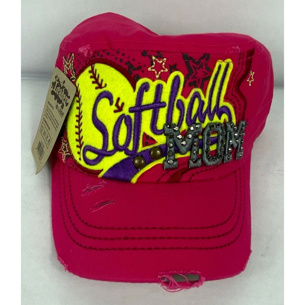 Women's Leader Embroidered Pink Softball Mom Hat